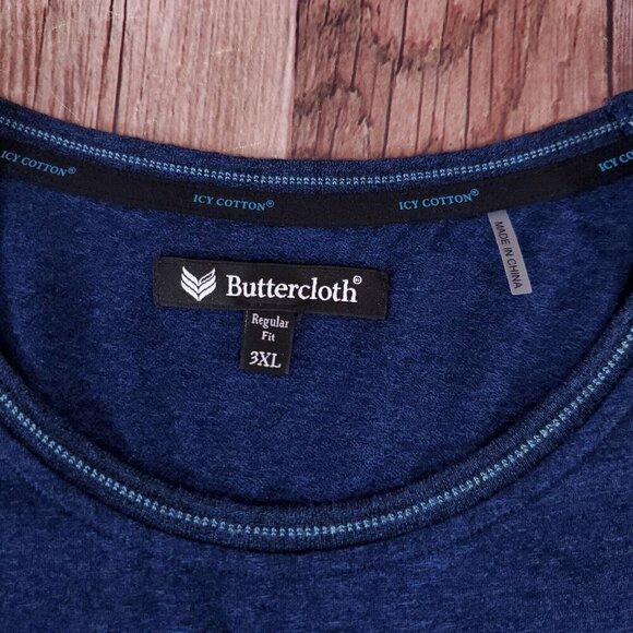 Buttercloth Mens Size 3XL Regular Fit Icy Cotton Navy Blue Crewneck T-Shirt Tee - Picture 5 of 10